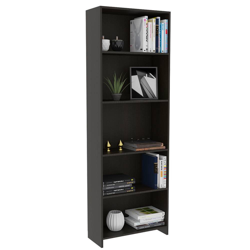 Biblioteca Lisa Eco Wengue 62x180cm con Cinco Compartimientos - Bibliotecas | Bylmo