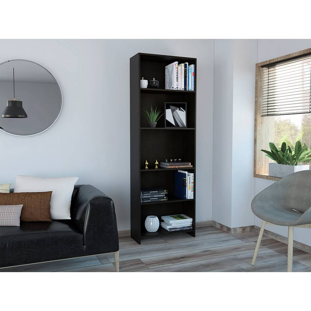 Biblioteca Lisa Eco Wengue 62x180cm con Cinco Compartimientos - Bibliotecas | Bylmo