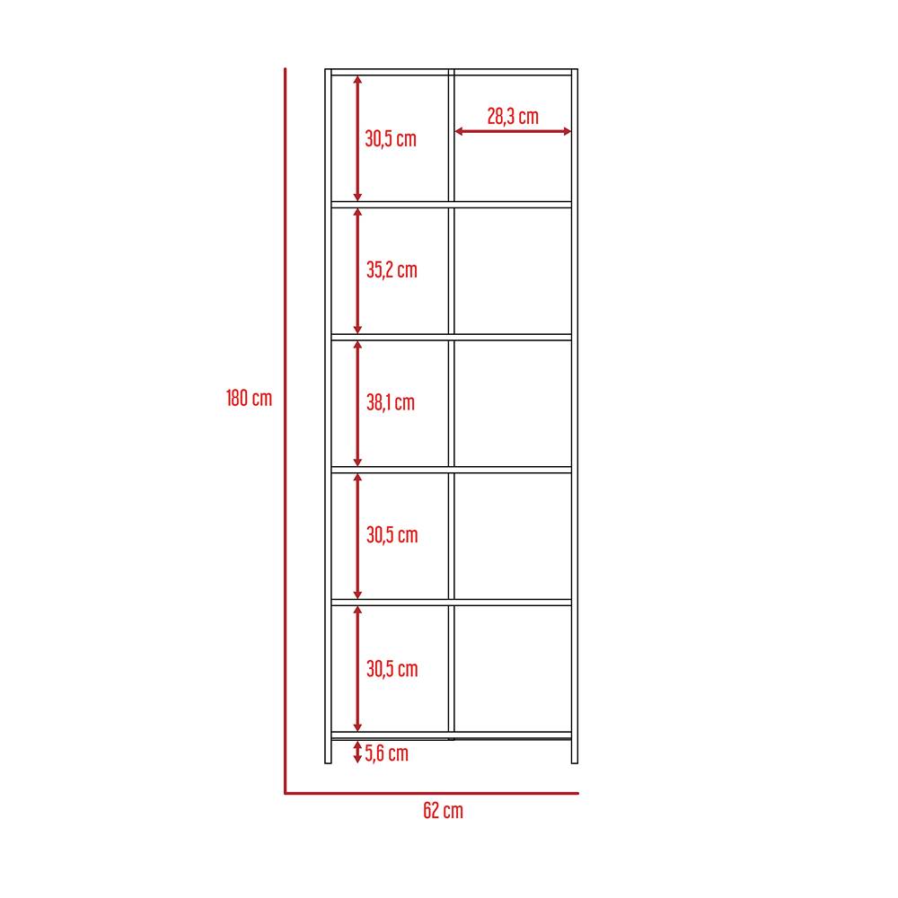 Biblioteca Lisa Eco Wengue 62x180cm con Cinco Compartimientos - Bibliotecas | Bylmo
