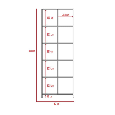 Biblioteca Lisa Eco Wengue 62x180cm con Cinco Compartimientos - Bibliotecas | Bylmo