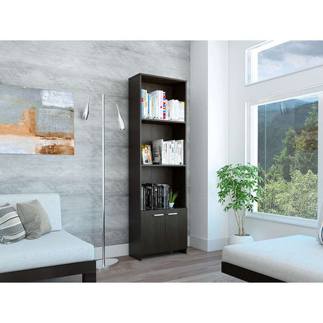 Biblioteca Lisa Easy Wengue 55 cm con Entrepaños y Puertas - Bibliotecas | Bylmo