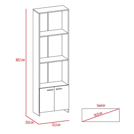 Biblioteca Lisa Easy Wengue 55 cm con Entrepaños y Puertas - Bibliotecas | Bylmo