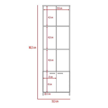 Biblioteca Lisa Easy Wengue 55 cm con Entrepaños y Puertas - Bibliotecas | Bylmo