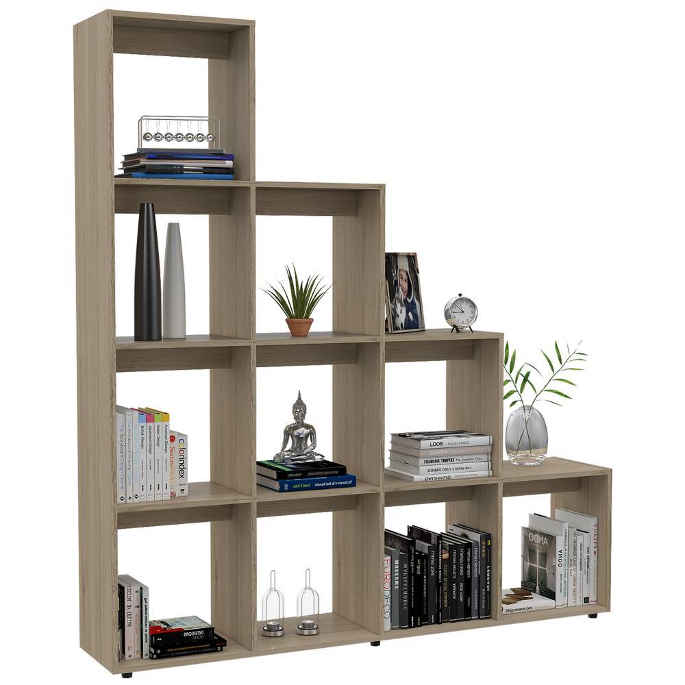 Biblioteca Escalera Luma Rovere 155.1x169.9cm con Diez Compartimientos - Bibliotecas | Bylmo