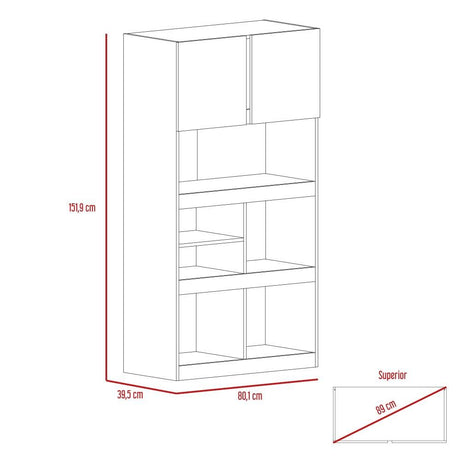 Biblioteca Monet Siena 80 cm con Puertas y Entrepaños - Bibliotecas | Bylmo