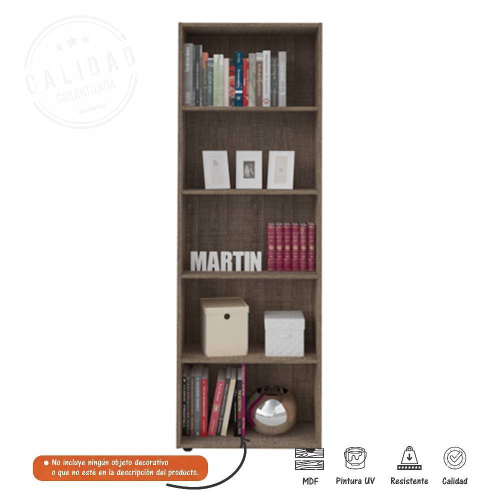 Biblioteca Multy Canela 60x180cm Rectangular con Cinco Compartimientos - Bibliotecas | Bylmo