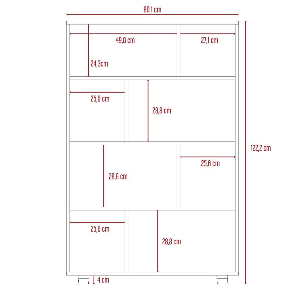 Biblioteca Ofice Ceniza 80x122cm con Ocho Compartimientos - Bibliotecas | Bylmo
