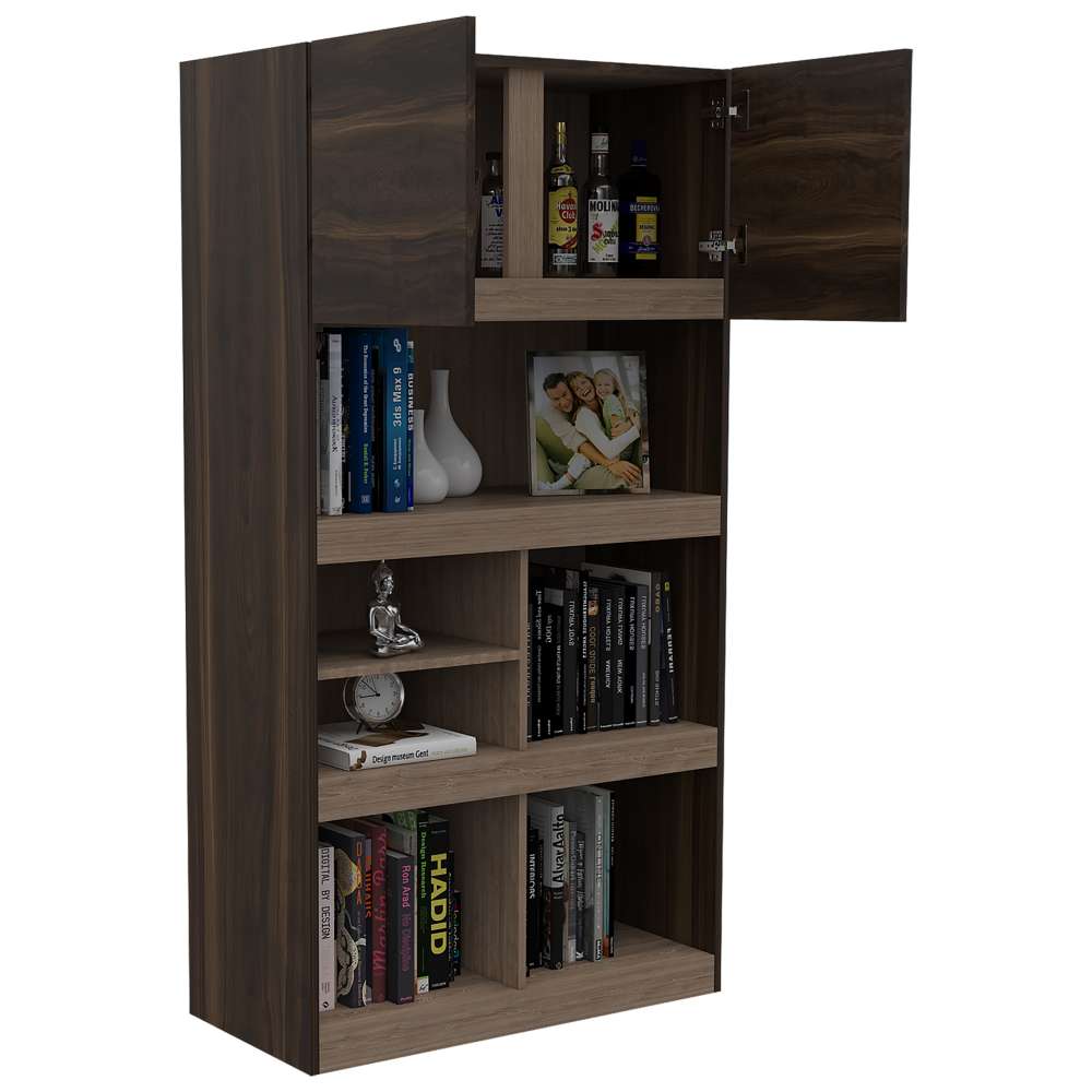 Biblioteca Ofice Habano 80.1x151.9cm con Seis Compartimientos y con Un Cajón - Bibliotecas | Bylmo