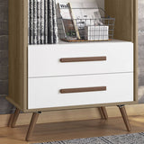 Biblioteca Ovalle Miel y Blanco 64x144.4cm con Tres Compartimientos y con Dos Cajones - Bibliotecas y Estanterias | Bylmo