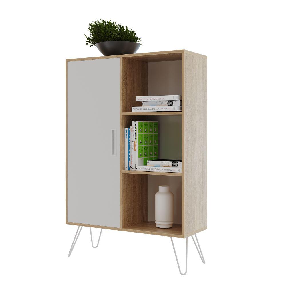 Biblioteca Paris Pro Blanco 80 cm con Puerta y Entrepaños - Bibliotecas | Bylmo