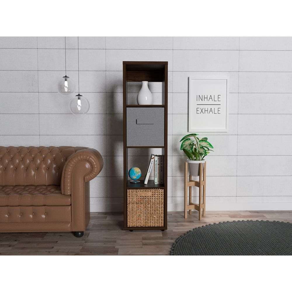 Biblioteca Tanger Miel 37 cm con Cajón y Entrepaños - Bibliotecas | Bylmo