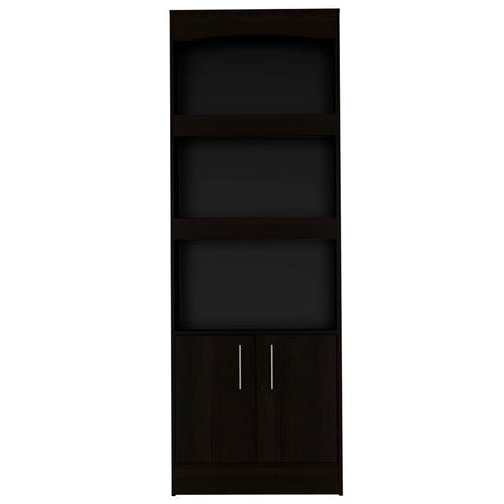 Biblioteca Simma Wengue 63.2x180.6cm con Tres Compartimientos y con Un Cajón - Bibliotecas | Bylmo