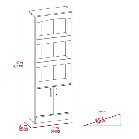 Biblioteca Simma Wengue 63.2x180.6cm con Tres Compartimientos y con Un Cajón - Bibliotecas | Bylmo