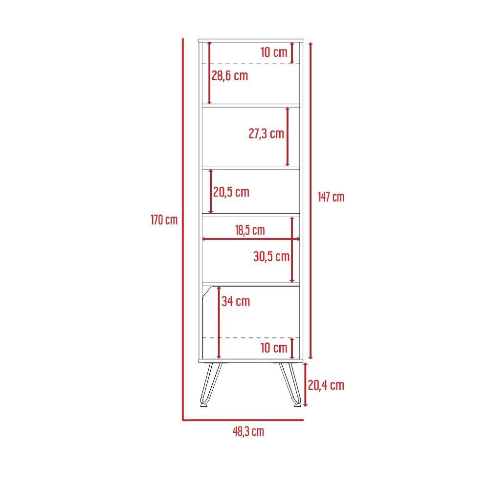 Biblioteca Stamford Cafe Expreso 48 cm con Puerta y Entrepaños - Bibliotecas | Bylmo
