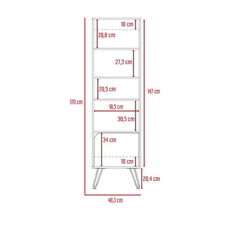 Biblioteca Stamford Cafe Expreso 48 cm con Puerta y Entrepaños - Bibliotecas | Bylmo