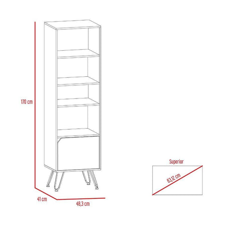 Biblioteca Stamford Cafe Expreso 48 cm con Puerta y Entrepaños - Bibliotecas | Bylmo
