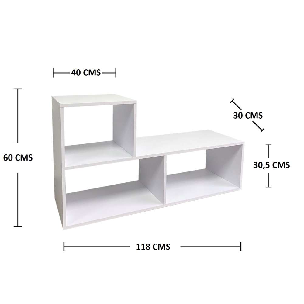 Biblioteca Transformable Snow Blanco 61 cm Tipo L con Entrepaños