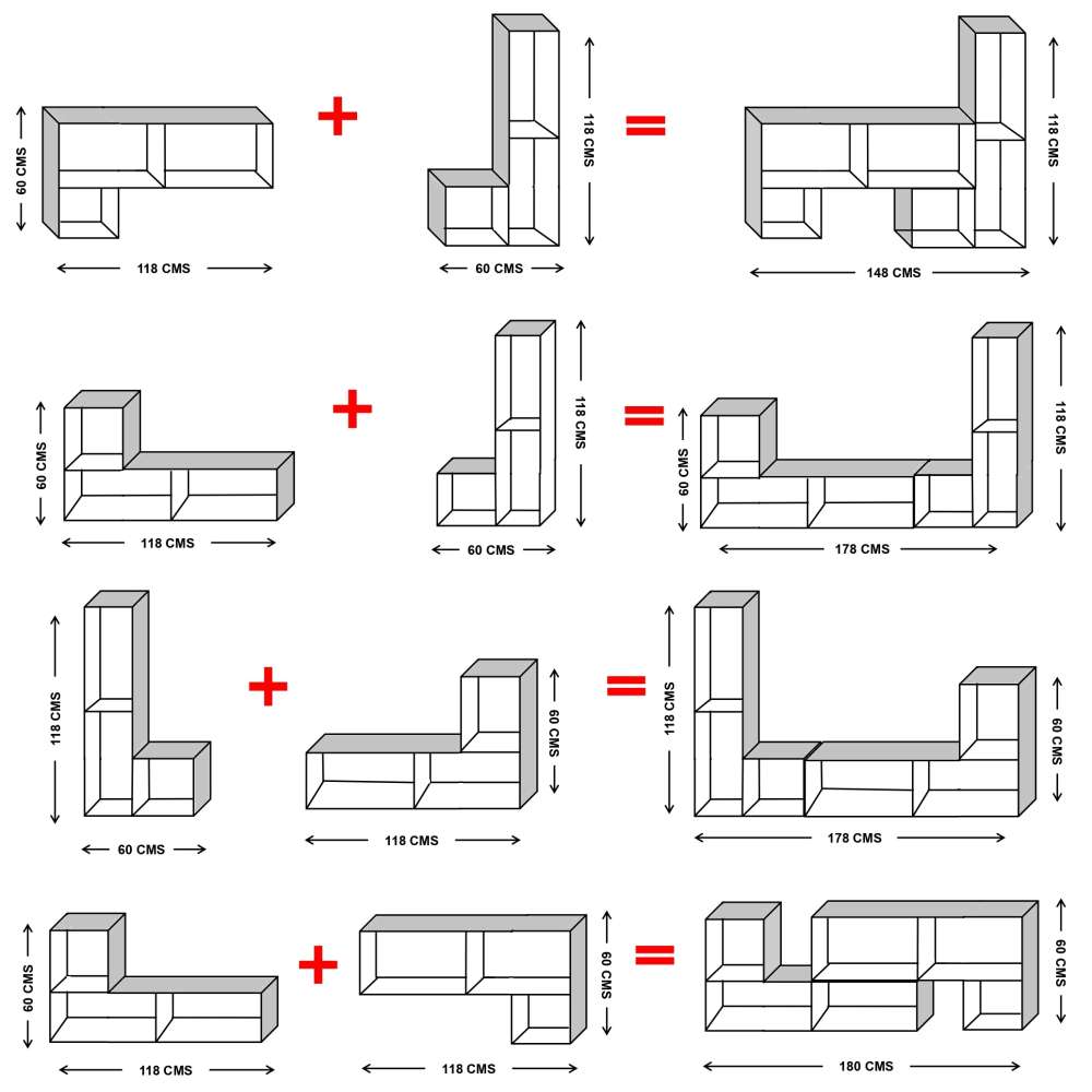 Biblioteca Transformable Snow Blanco 61 cm Tipo L con Entrepaños