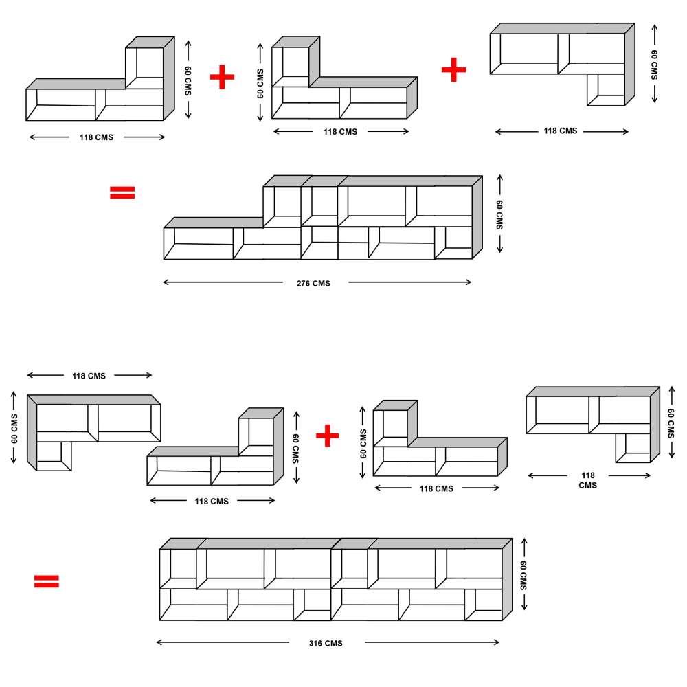 Biblioteca Transformable Snow Blanco 61 cm Tipo L con Entrepaños