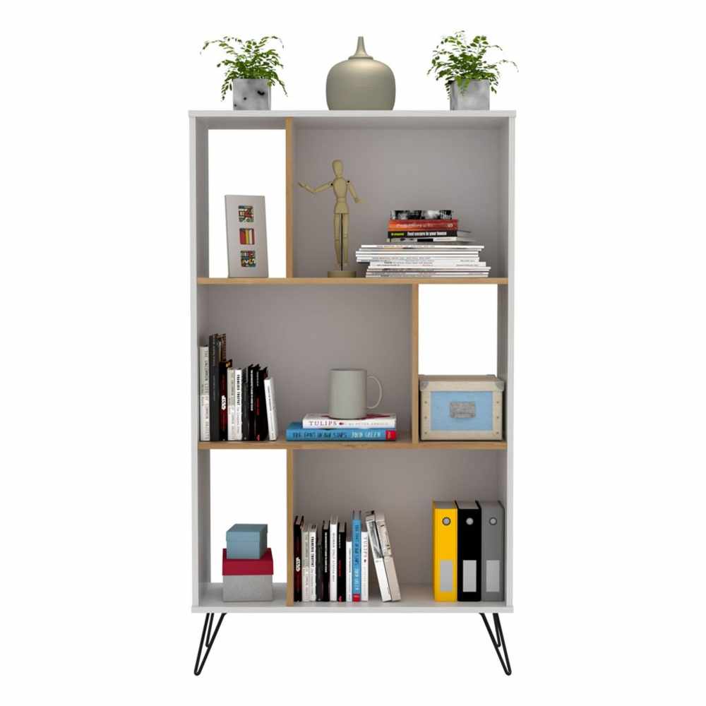 Biblioteca Urban Duna y Blanco 80x140cm con Seis Compartimientos - Bibliotecas | Bylmo