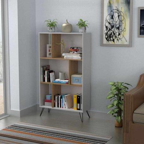 Biblioteca Urban Duna y Blanco 80x140cm con Seis Compartimientos - Bibliotecas | Bylmo