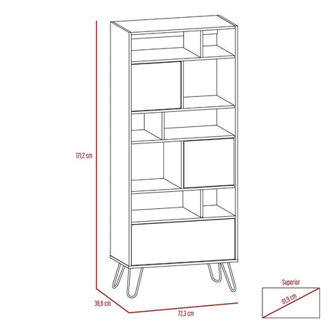 Biblioteca Vassel Amaretto 72 cm con Puertas y Entrepaños - Bibliotecas | Bylmo