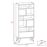 Biblioteca Vassel Habano y Blanco 72.3x171.2cm con Ocho Compartimientos y con Tres Cajones - Bibliotecas | Bylmo
