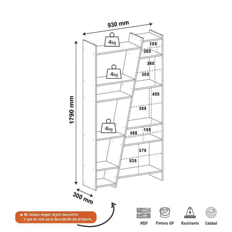 Biblioteca Zap Pino 93 cm con Entrepaños - Bibliotecas | Bylmo