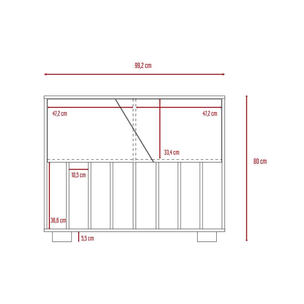 Bifé Fraktal Habano 100x100cm con Diez Compartimientos y con Patas - Bifes y Arrimos | Bylmo
