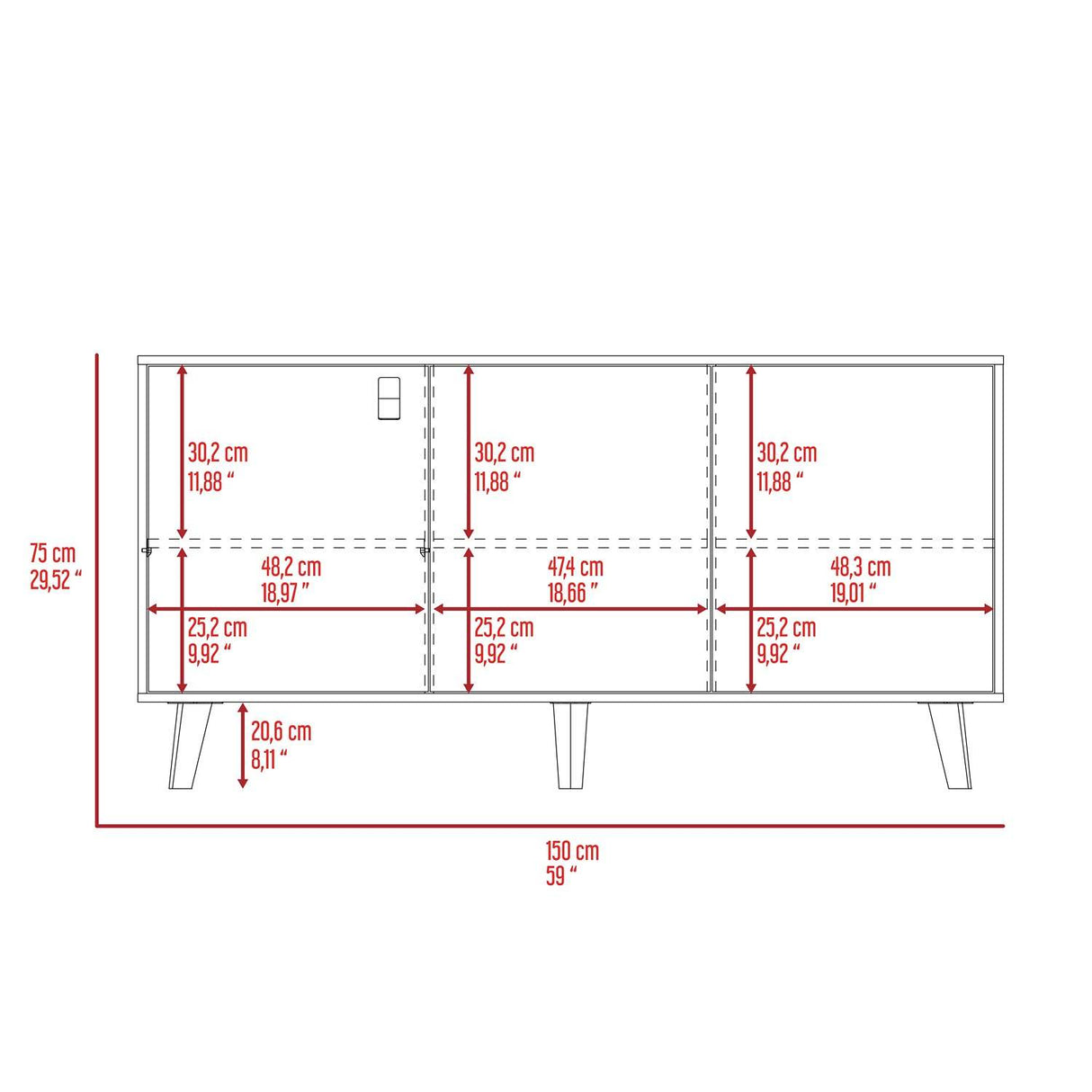 Bifé Funes Taupe 150 cm con Puerta - Bifes y Arrimos | Bylmo