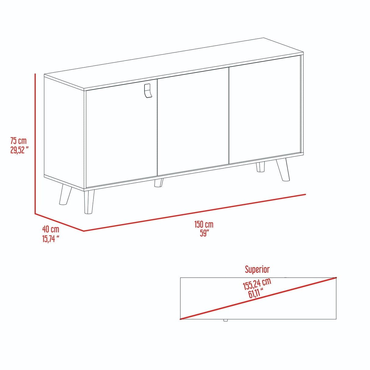 Bifé Funes Taupe 150 cm con Puerta - Bifes y Arrimos | Bylmo
