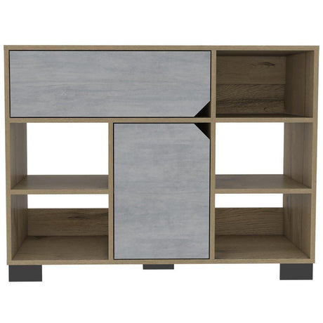 Bife Loira Duna y Cemento 97 cm con Una Puerta y Un Cajón - Bifes | Bylmo