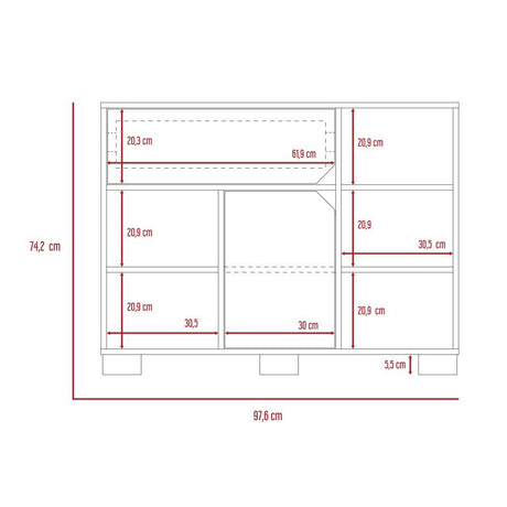 Bife Loira Duna y Cemento 97 cm con Una Puerta y Un Cajón - Bifes | Bylmo