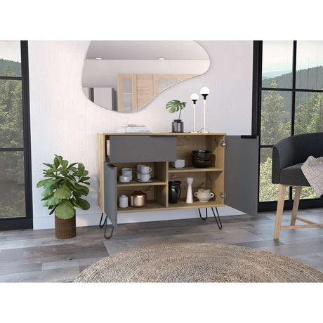 Bife Vegas Duna y Plomo 99 cm con Dos Puertas y Un Cajón - Bifes | Bylmo