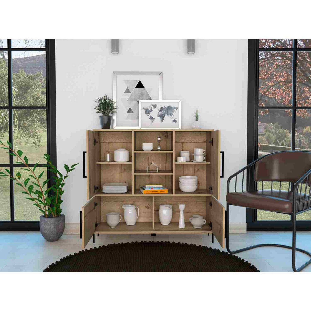 Bifé Shanghai Duna 107x100.3cm con Nueve Compartimientos y con Patas - Bifes y Arrimos | Bylmo