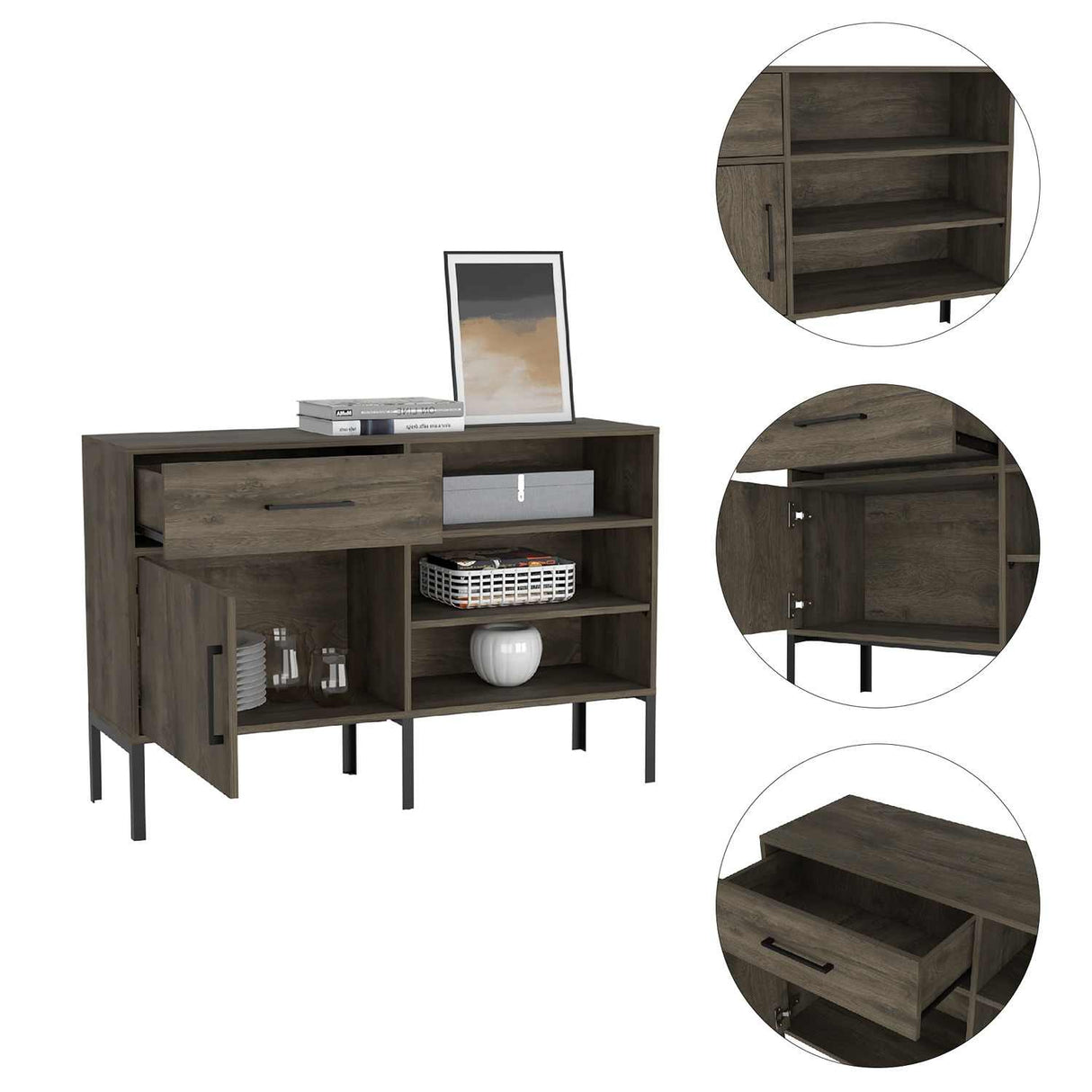 Bifé Soho S Bellota 120x79cm con Cuatro Compartimientos y con Patas - Bifes y Arrimos | Bylmo