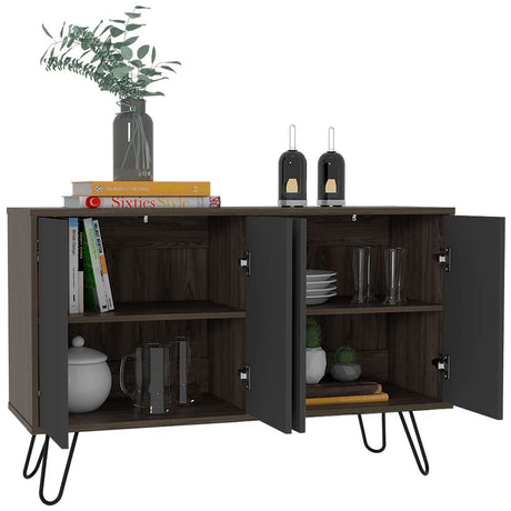 Bife Vassel Coñac y Plomo 117 cm con Cuatro Puertas - Bifes | Bylmo