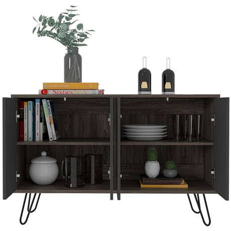 Bife Vassel Coñac y Plomo 117 cm con Cuatro Puertas - Bifes | Bylmo