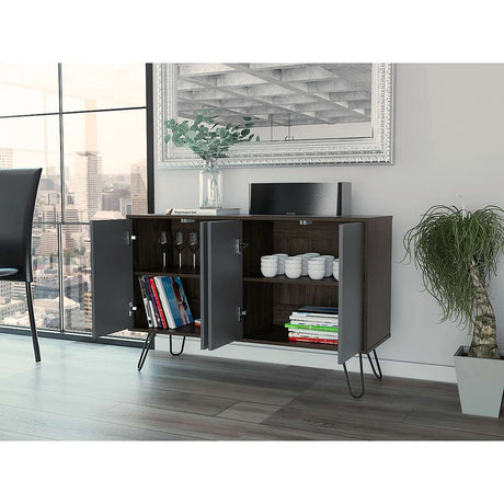 Bife Vassel Coñac y Plomo 117 cm con Cuatro Puertas - Bifes | Bylmo