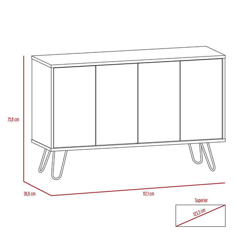 Bife Vassel Coñac y Plomo 117 cm con Cuatro Puertas - Bifes | Bylmo
