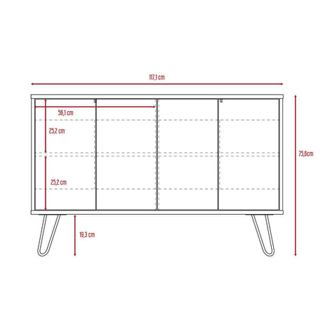 Bife Vassel Coñac y Plomo 117 cm con Cuatro Puertas - Bifes | Bylmo