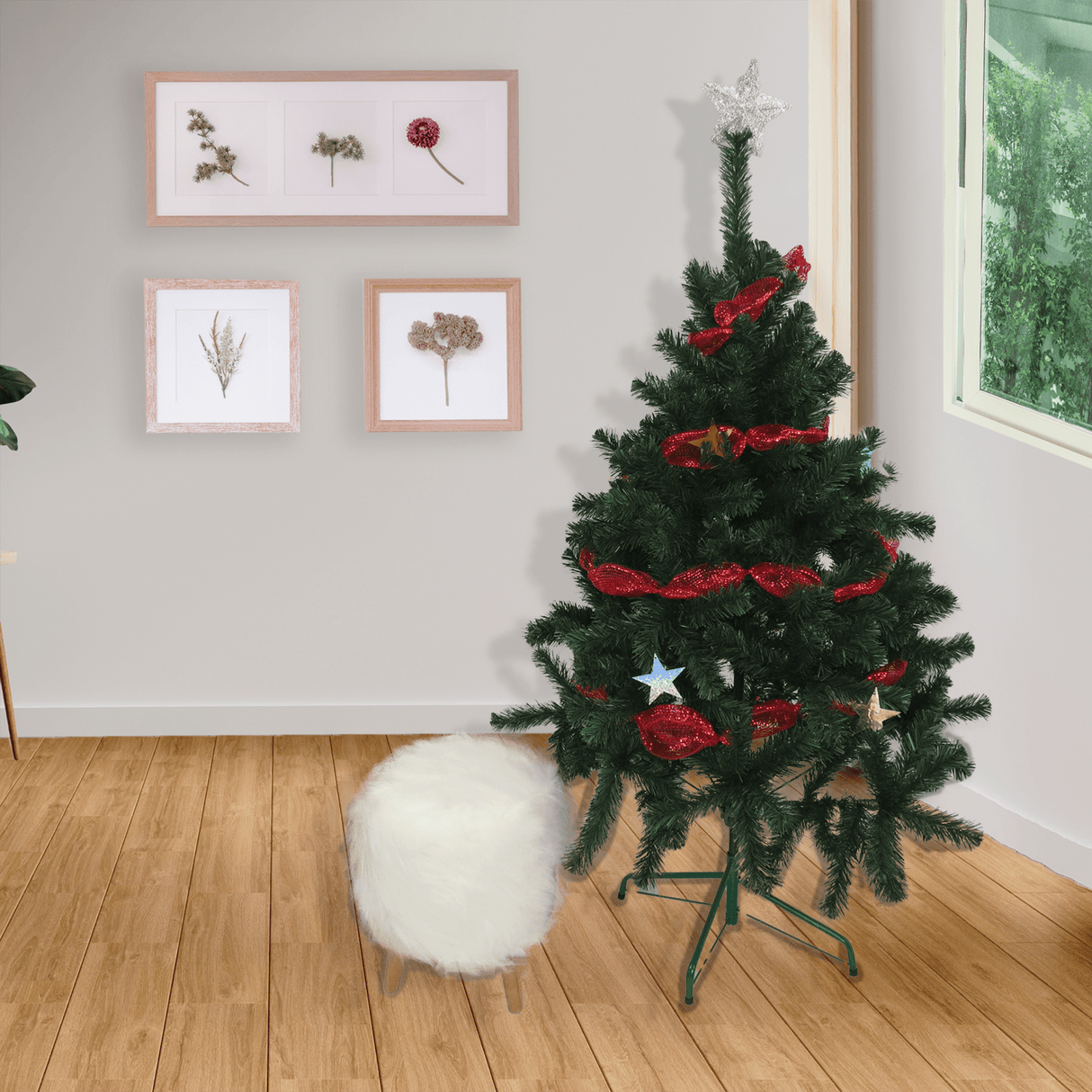 Combo navideño Arbol y Puff peluche Blanco - | Bylmo