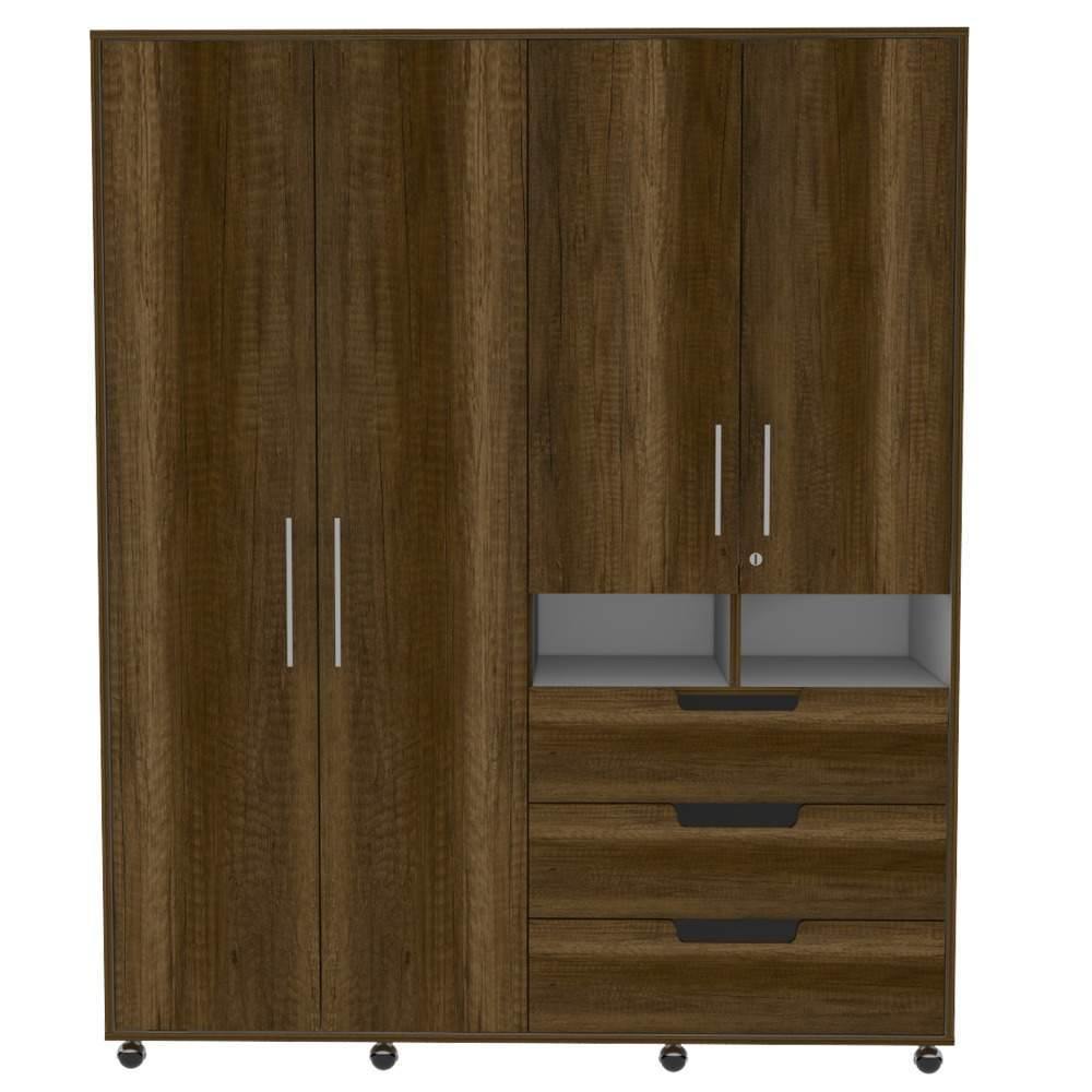 Closet Valdivia Caramelo 148 cm con Cuatro Puertas y Tres Cajones - Closets | Bylmo