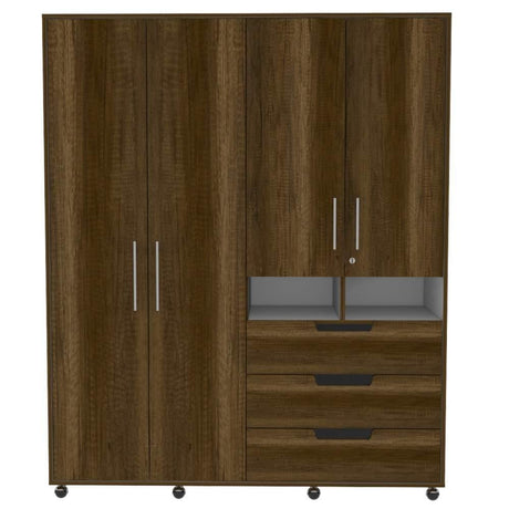 Closet Valdivia Caramelo 148 cm con Cuatro Puertas y Tres Cajones - Closets | Bylmo