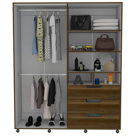 Closet Valdivia Caramelo 148 cm con Cuatro Puertas y Tres Cajones - Closets | Bylmo