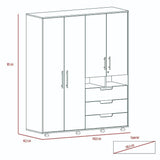 Closet Valdivia Caramelo 148 cm con Cuatro Puertas y Tres Cajones - Closets | Bylmo