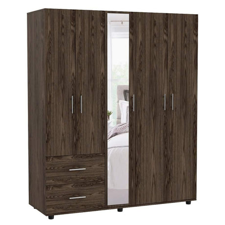 Closet Delta Coñac 150 cm con Espejo y Cinco Puertas - Closets | Bylmo