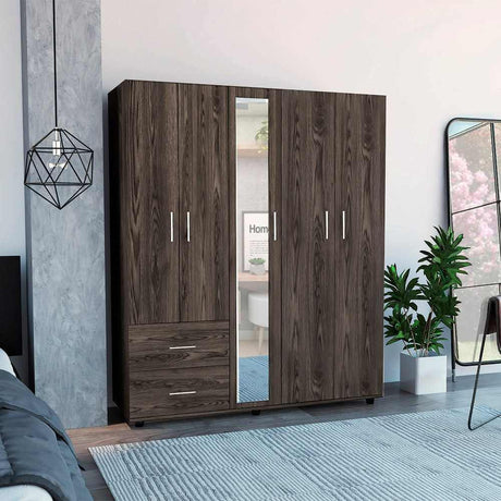 Closet Delta Coñac 150 cm con Espejo y Cinco Puertas - Closets | Bylmo