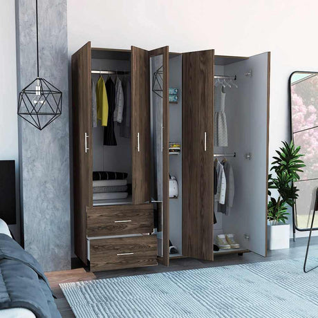 Closet Delta Coñac 150 cm con Espejo y Cinco Puertas - Closets | Bylmo
