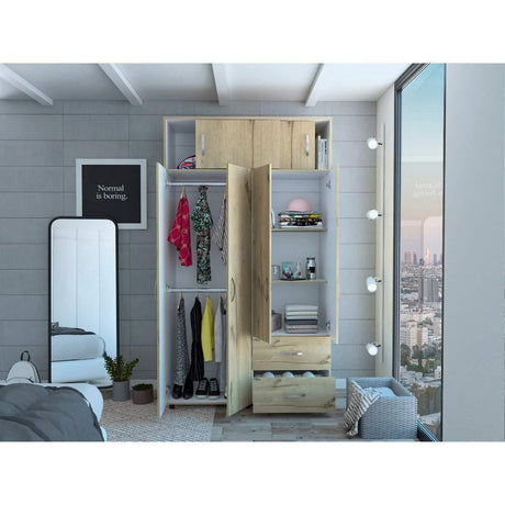 Closet Bologna Duna 120 cm con Seis Puertas y Dos Cajones - Closets | Bylmo